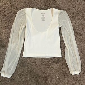 Free People Seamless Long Sleeve with Mesh Sleeves